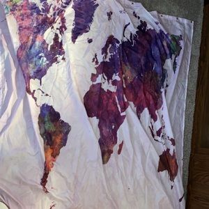 world map purple shower curtain